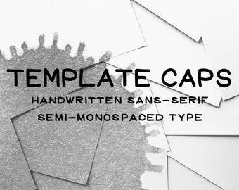 Template Caps simple capitals letters font with numbers and symbols