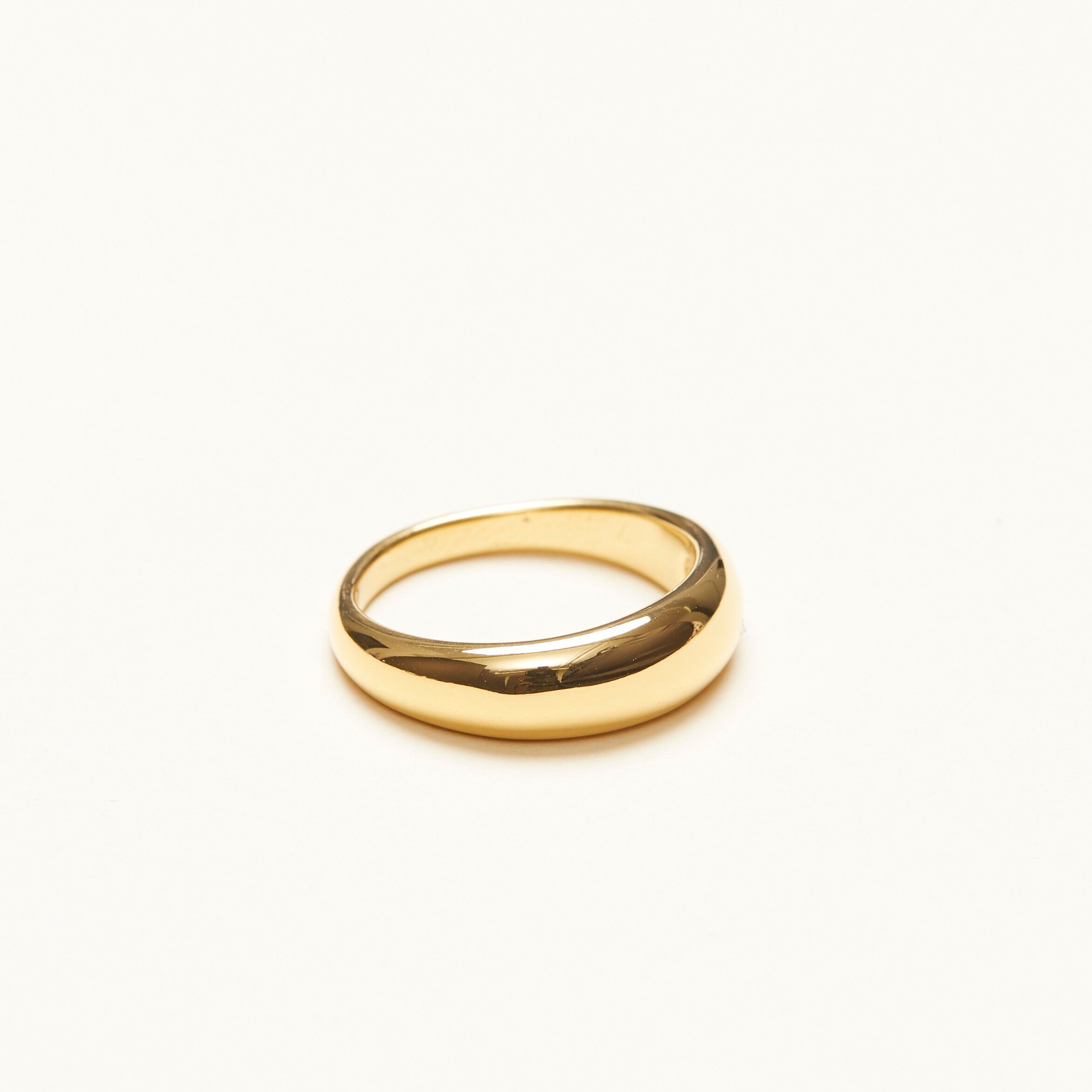 18K Gold Plated Titanium Dome Ring - Stackable Minimalist Band In Narrow & Medium Width - View #3