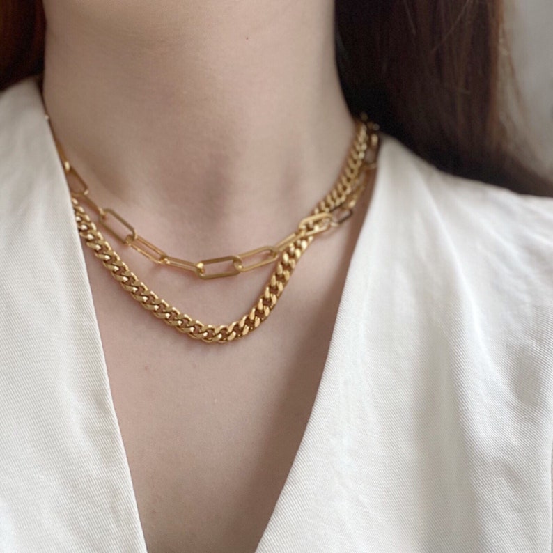 18K Gold Plated Bold and Thick Paperclip Chain Necklace / Etsy