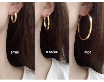 Créoles fermées en plaqué or 18 carats, créoles simples de tous les jours, style minimaliste (3 styles)