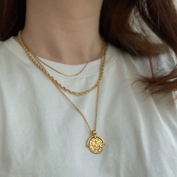 ミニマリスト 18K ゴールド メッキ ツイスト ロープ ネックレス