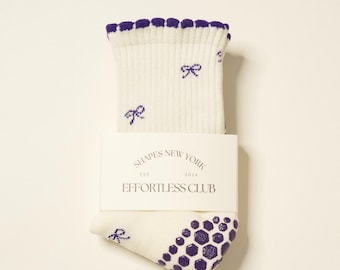 Chaussettes adhérentes : mini-ruban club sans effort en indigo - Pilates, yoga, barre