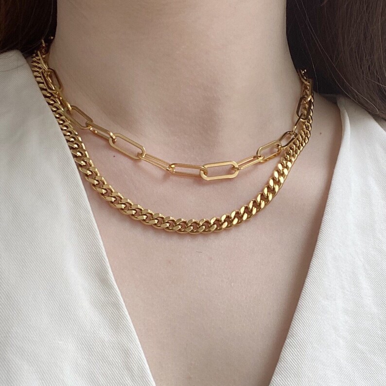 18K Gold Plated Bold and Thick Paperclip Chain Necklace / Etsy