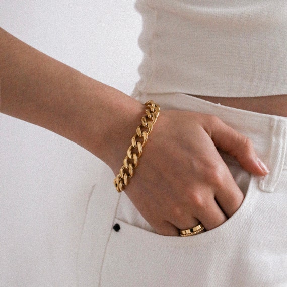 18K Gold Plated Titanium Thick Curb 