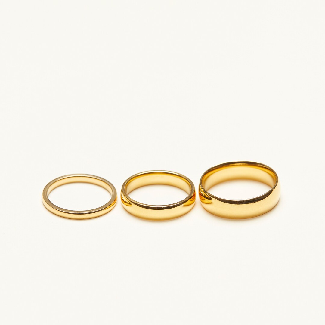 18K Gold Plated Simple and Bold Chic Minimalist Band Rings
