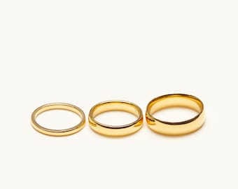 18K Vergoldete schlichte und mutige schicke minimalistische Bandringe, Stapelbare Ringe