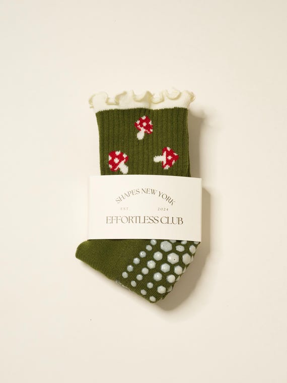 Mushroom Forest Pilates Socks: Effortless Club Grip Sock, Barre Yoga Fitness