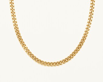 Grosse chaîne gourmette ronde en plaqué or, style minimaliste, bijoux femme