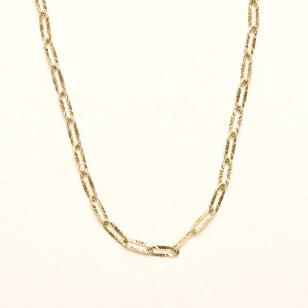18K Gold Over Titanium Artisan Paperclip Chain Necklace, Short Necklace, Stacking Necklace, Water Resistant