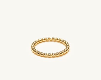 Anillo de banda bobble de titanio chapado en oro de 18K, anillo apilable pequeño, banda delgada, joyería minimalista para mujeres