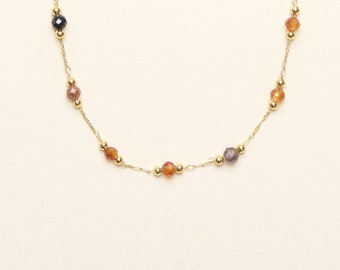Goud over titanium natuursteen bobbelketting, kralenketting, handgemaakte sieraden