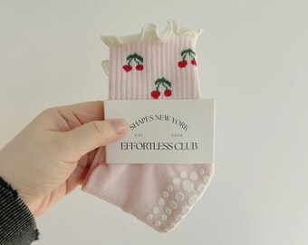 RF&CM Pilates Socken Mit Grip | Aperol Spritz Bestickt | Yoga & Barre Socken | Creme-Orange