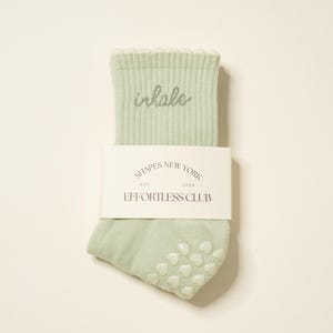 Inhale Exhale Pilates Socks: Effortless Club Non-Slip Grip Barre Yoga Sock in Mint Green