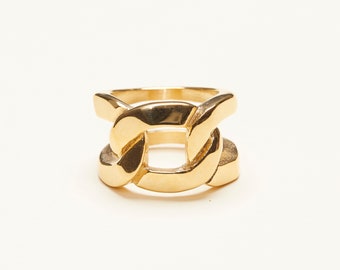 Anello a fascia larga in titanio placcato oro 18K, gioielli minimalisti da donna, anello a fascia spessa