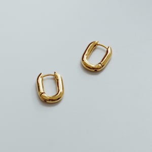 18K Gold Plated French Mini Hoop Earrings, Minimalist Style Hoops