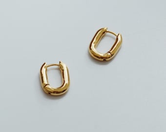 18K Gold Plated French Mini Hoop Earrings, Minimalist Style Hoops