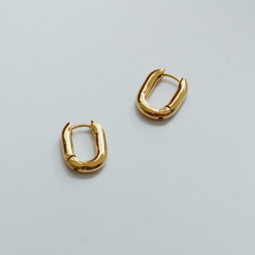 18K Gold Plated Mini Minimalist Hoop Earrings Chunky Hoops Etsy