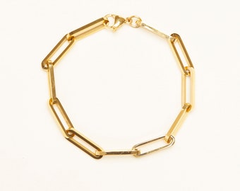 18K guldpläterat armband med tjock gemkedja, länkat armband, minimalistiska, djärva smycken