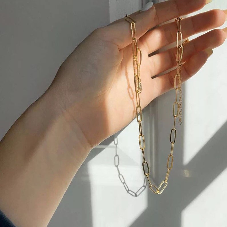 18K Gold Plated Bold and Thick Paperclip Chain Necklace / Etsy