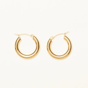 Boucles d&#39;oreilles minimalistes en plaqué or 18 carats, créoles volumineuses simples, bijoux femme
