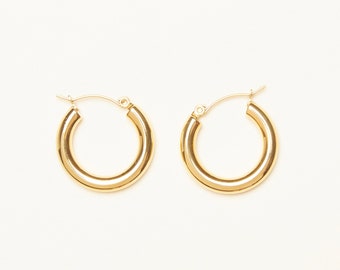 Boucles D'oreilles Plaqué Or 18 Carats - Minimalistes élégantes - Neuf Avec étiquette