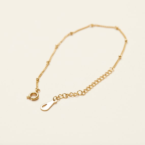 18K Gold Plated Simple Thin Bobble Chain Bracelet, Minimalist