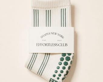 Lucky Leaf Stripe Crew Pilates Sokken: Effortless Club Antislip Barre Yoga Sokken