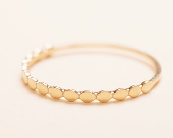 14K massief gouden zeshoekige bandring, stapelring, minimalistische massief gouden bandring, damessieraden