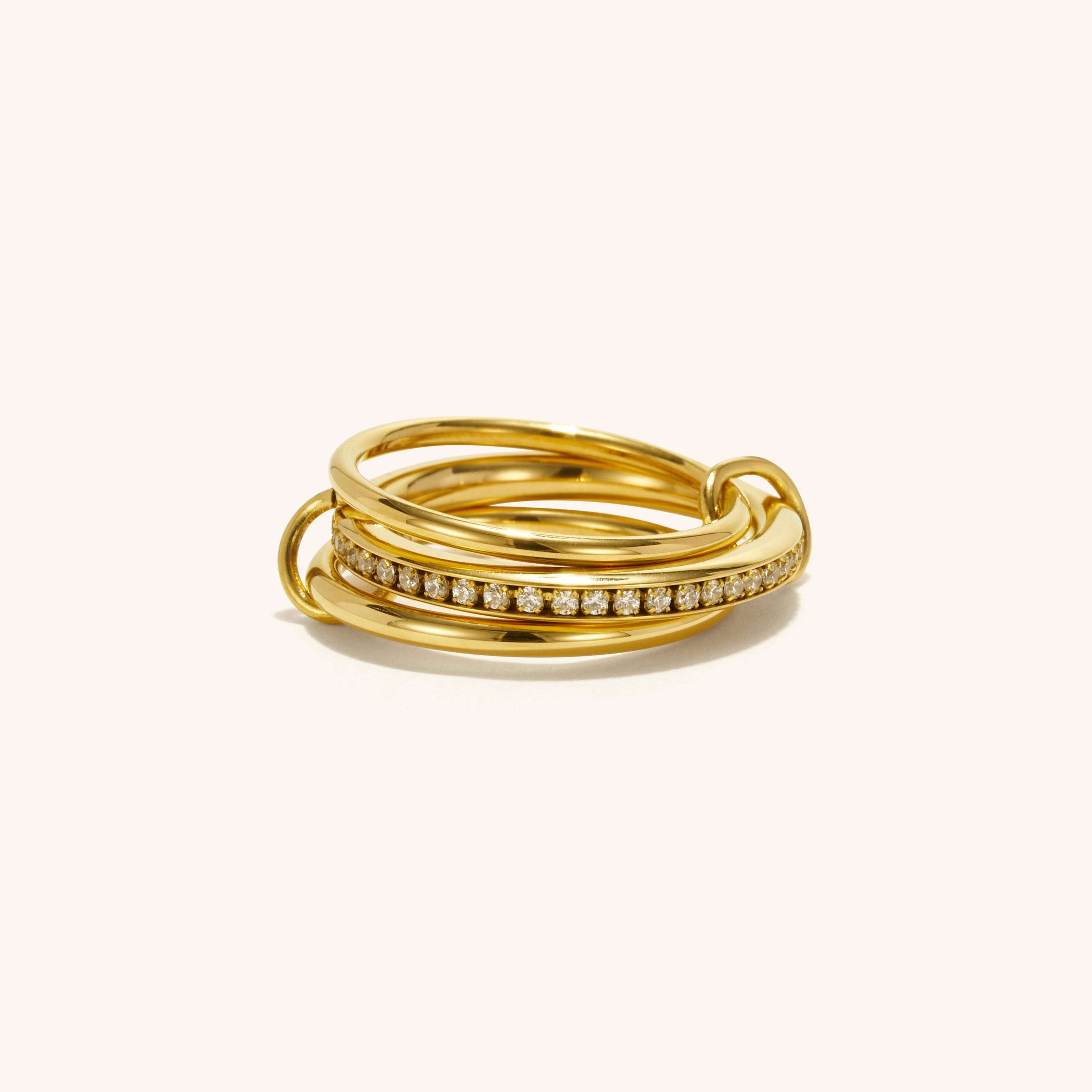 18K Gold Over Titanium Linked Ring: Multi-layer Band - Etsy 18 KT Gold Over Titanium Stackable Rings main image 1