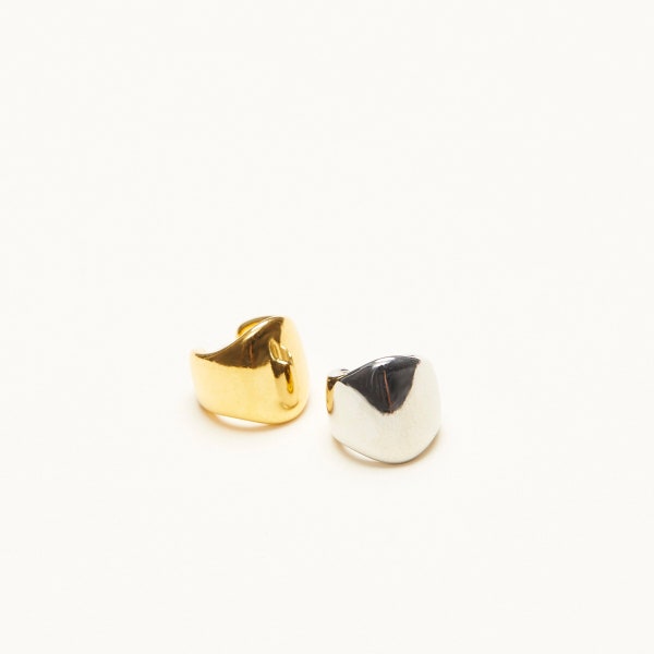 Orecchini a cerchio medio placcati in oro 18 carati, stile minimalista, gioielli da donna, senza piercing