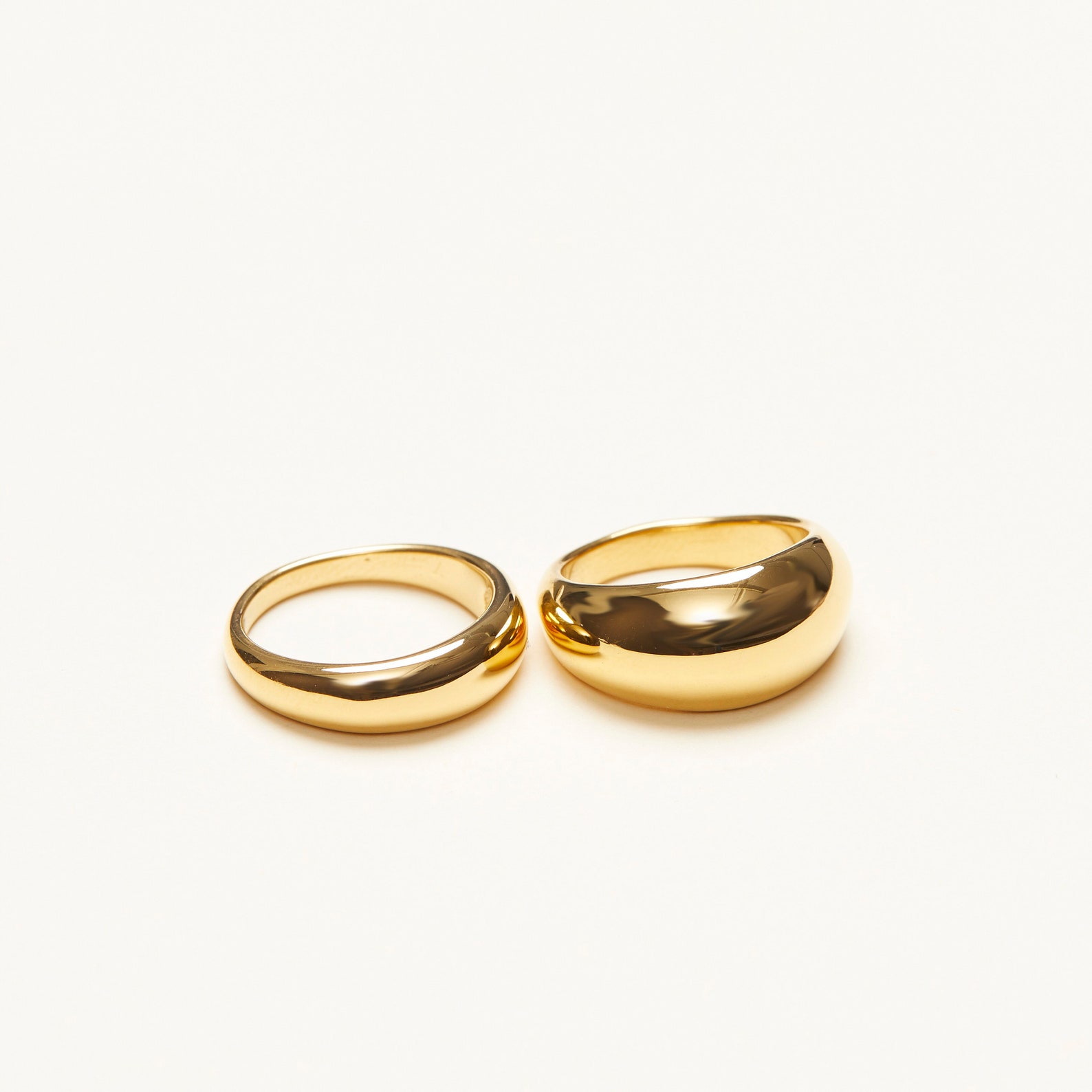 18K Gold Plated Titanium Dome Ring - Stackable Minimalist Band In Narrow & Medium Width - View #7