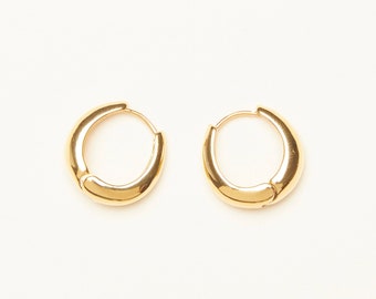 Mini créoles minimalistes en plaqué or 18 carats, créoles épaisses, bijoux pour femme (deux couleurs)