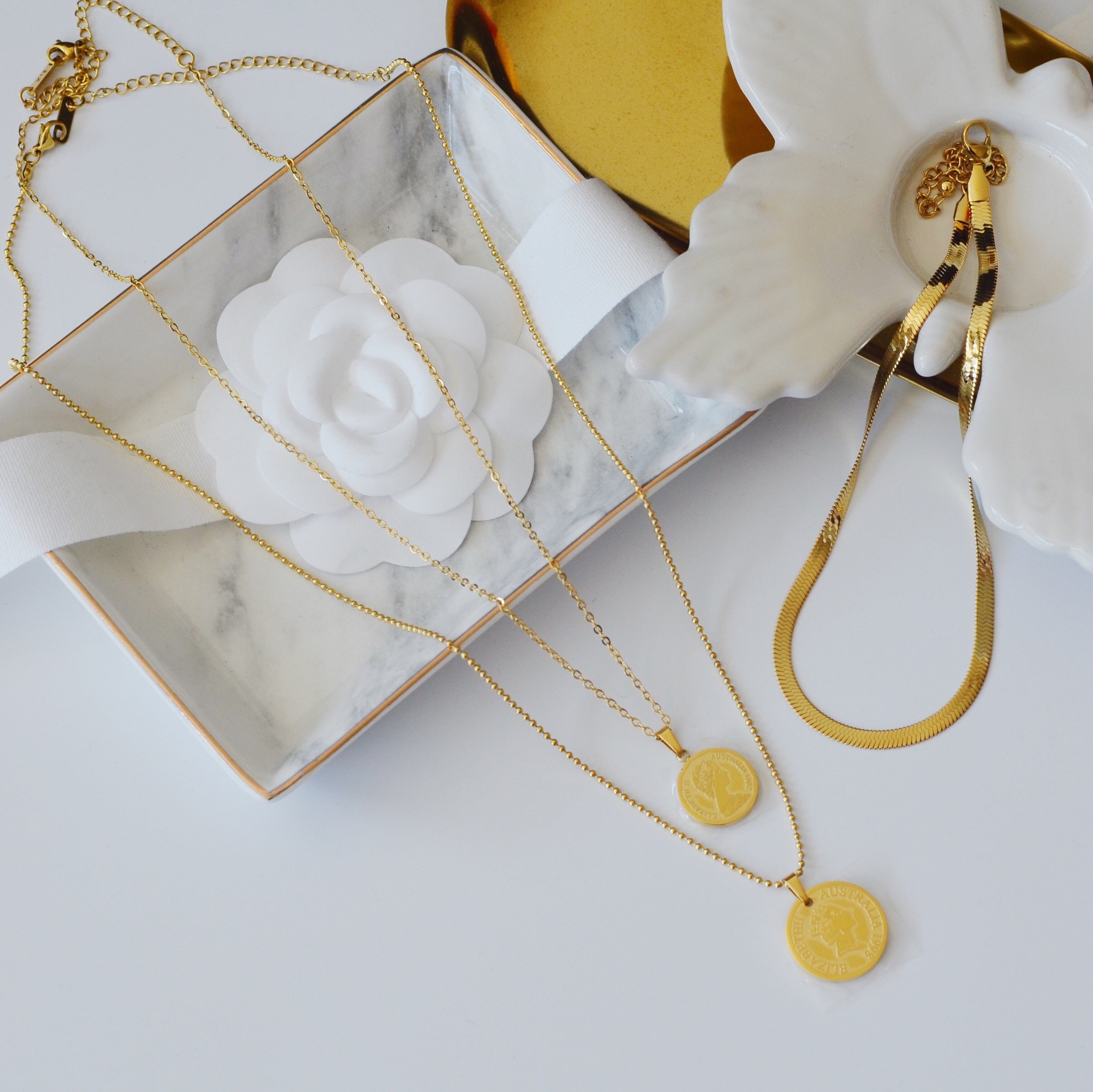 Set Di 3 Collane A Strati In Oro NECOCY – Catene A Spina Di Pesce, Serpente E Graffetta, Placcate 14K, Regalo Donna - 4