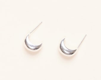 Sterling zilveren koepel Stud Oorbellen, 925 zilveren halve maan oorbellen, zilveren sieraden