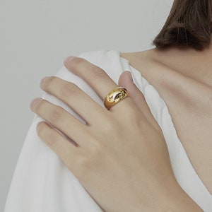 18K Gold Plated Bold Dome Ring, Band Ring, Stackable Ring, Women Instagram Minimalist Style Two Styles image 5