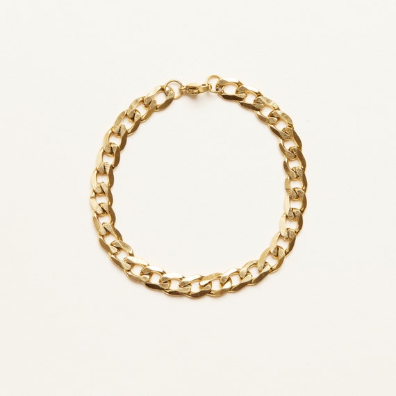 18K Gold Plated Curb Chain Bracelet, Chunky Bold Chain Bracelet, Women  Minimalist Jewelry