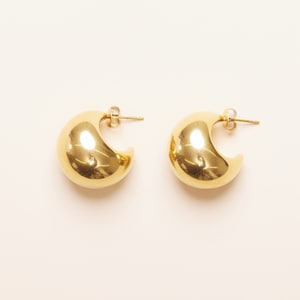 Chunky Ball Stud Earrings, Hollow Earrings, 18K Gold Over Titanium, Women Jewelry, Tarnish Free