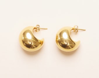 Chunky Ball Stud Earrings, Hollow Earrings, 18K Gold Over Titanium, Women Jewelry, Tarnish Free