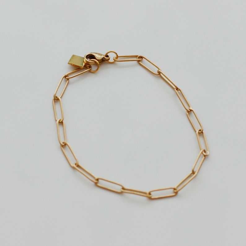 18K Gold Plated Paperclip Chain Link Bracelet Gold Stacking Etsy