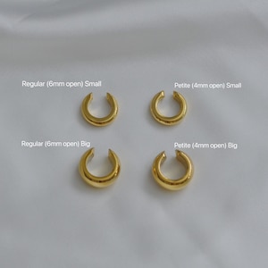 18K Gold Plated Titanium Hoop Ear Cuffs, Minimalist Style, Stacking Ear Cuff, Hypoallergenic Jewelry Regular (6mm Open)