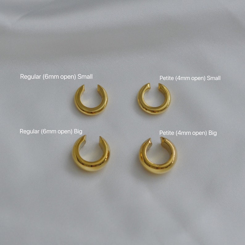 18K Gold Plated Titanium Hoop Ear Cuffs, Minimalist Style, Stacking Ear Cuff, Hypoallergenic Jewelry Regular (6mm Open)