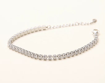 Titanium Silver Cubic Zirconia Tennis Bracelet, Women Bracelet, Never Tarnish