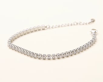 Bracelet tennis en titane, argent et zircone cubique, bracelet pour femme, ne se ternissent jamais