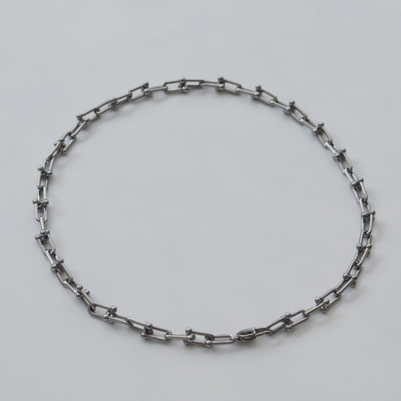 18K Gold Plated Pinball U Shaped Linked Chain Necklace Bold Etsy