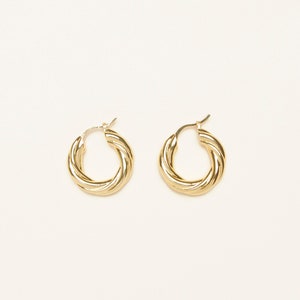 18K Gold Plated Brass Thick Parisian Hoops, Minimalist Hoop Earrings, Women Jewelry