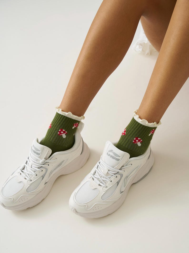 Mushroom Forest Pilates Socks: Effortless Club Grip Sock, Barre Yoga Fitness image 8
