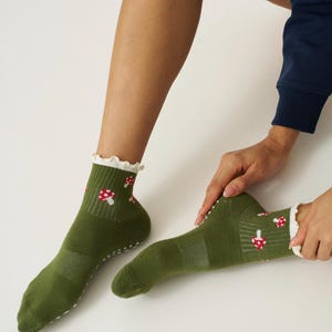 Mushroom Forest Pilates Socks: Effortless Club Grip Sock, Barre Yoga Fitness image 2