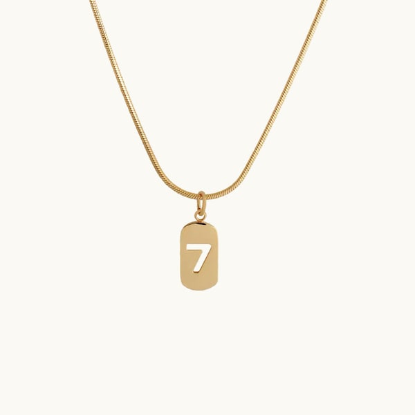 18K Gold Plated Lucky Seven Charm Necklace, Number Pendant Necklace, Minimalist Jewelry