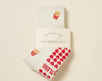 Grip Socks : Chaussettes de Pilates sans effort Club French Fries en vert - Pilates, yoga, barre