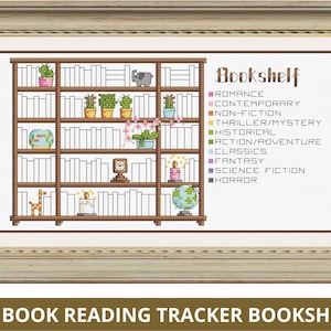 104 Book Reading Tracker Bookshelf - Printable Cross Stitch Chart Pattern - Digital PDF Instant Download